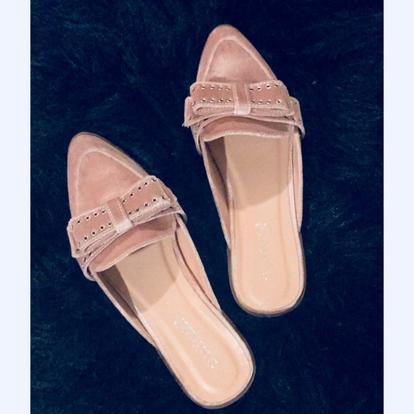 Shoe Dazzle Shoes - Pink bow mules